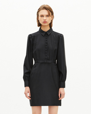 Short black wool-blend dress