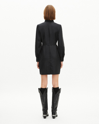 Short black wool-blend dress