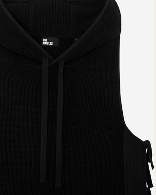 Sleeveless sweater in black wool and cotton