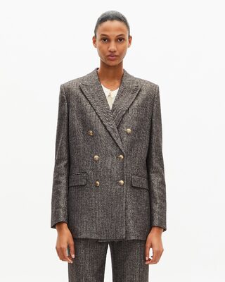 Gold and black lurex herringbone suit jacket
