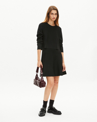 Short trompe l'oeil dress in black mesh