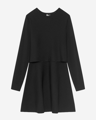 Short trompe l'oeil dress in black mesh
