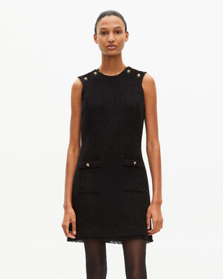 Short black tweed dress