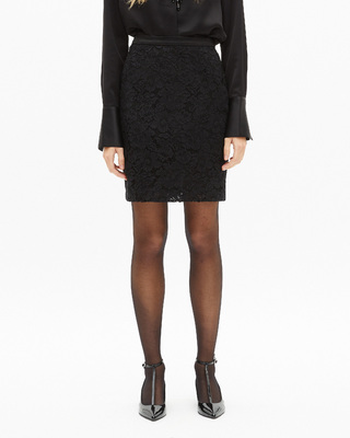 Short black lace skirt