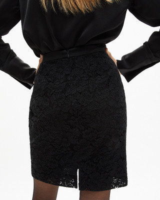 Short black lace skirt