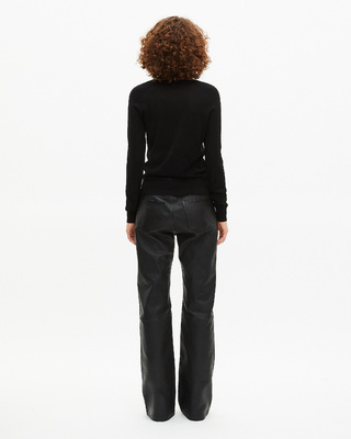 Black merino wool V-neck sweater