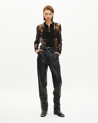 Straight-leg leather pants