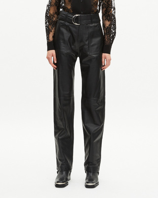 Straight-leg leather pants