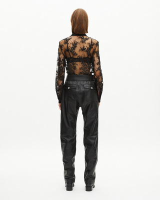 Straight-leg leather pants