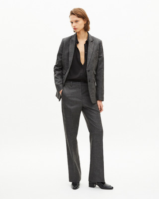 Tailored jacket in black and grey fleece