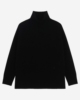 Black cashmere stand-up collar sweater