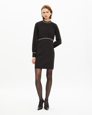 Short dress with black rhinestone details