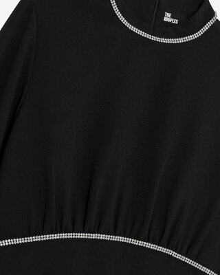 Short dress with black rhinestone details