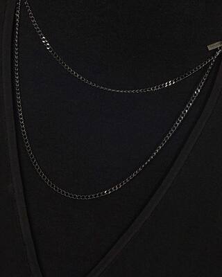 Mesh maxi dress with black chain back