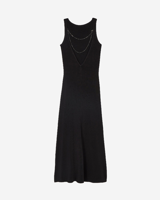 Mesh maxi dress with black chain back