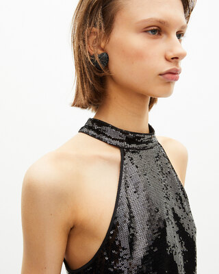 Short black sequin dress