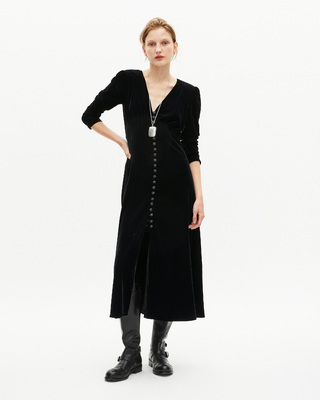 Black velvet maxi dress