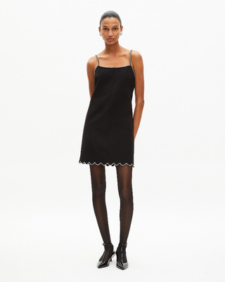 Short dress with black rhinestone details