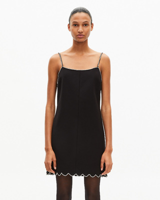 Short dress with black rhinestone details