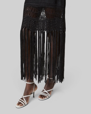 Black mesh halter dress with bangs