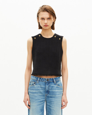 Black tweed top