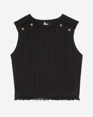 Black tweed top