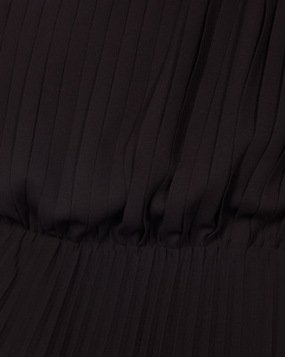 Black asymmetrical pleated maxi dress