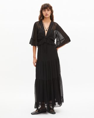 Black ruffled maxi dress