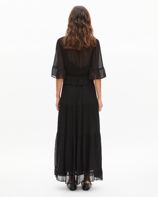 Black ruffled maxi dress