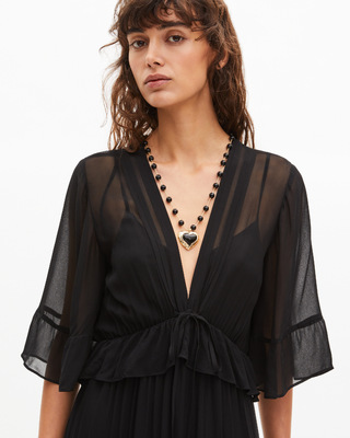 Black ruffled maxi dress