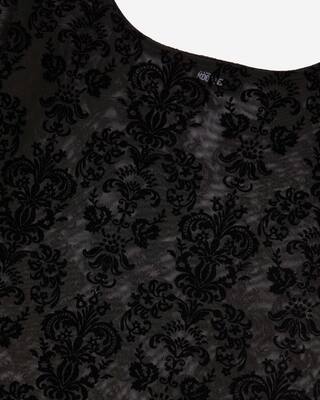 Mesh bodysuit with black flocking