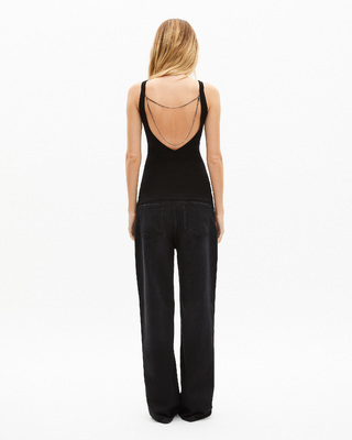 Mesh top with black chains