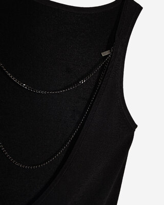 Mesh top with black chains