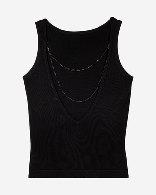 Mesh top with black chains