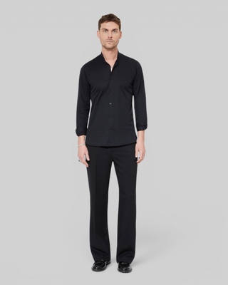 Semi-elasticated wide-leg pants, black