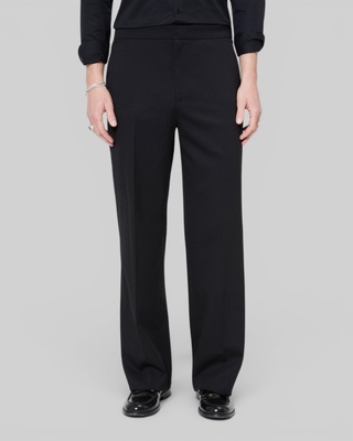 Semi-elasticated wide-leg pants, black