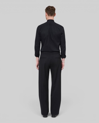 Semi-elasticated wide-leg pants, black
