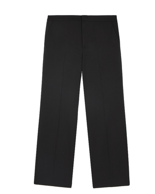 Semi-elasticated wide-leg pants, black