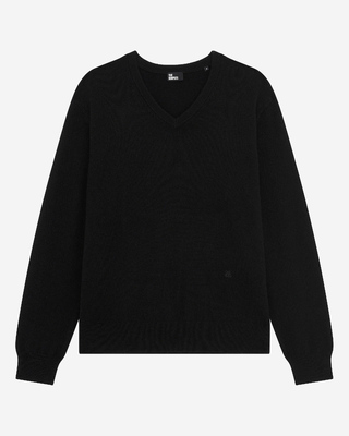 Black cashmere V-neck sweater