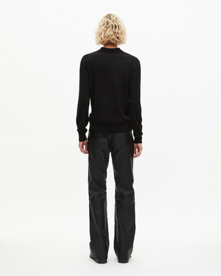 Black merino wool polo-neck sweater