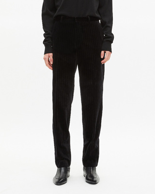 Straight black velvet suit pants