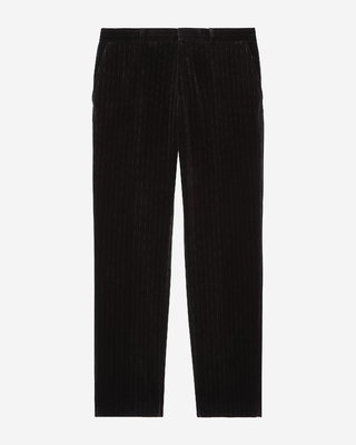Straight black velvet suit pants