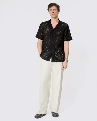 Black lace short-sleeve shirt