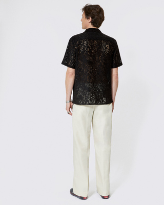 Black lace short-sleeve shirt