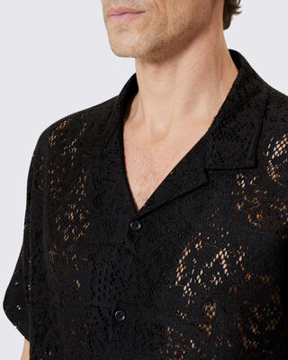 Black lace short-sleeve shirt