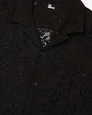 Black lace short-sleeve shirt