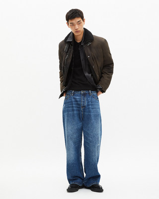 Faded brown sherpa-collared down jacket