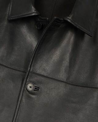 Black leather button-down jacket