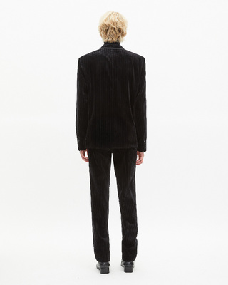 Double-breasted suit jacket in black velvet