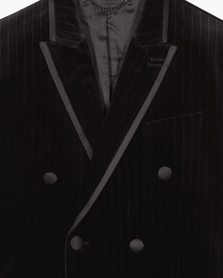 Double-breasted suit jacket in black velvet